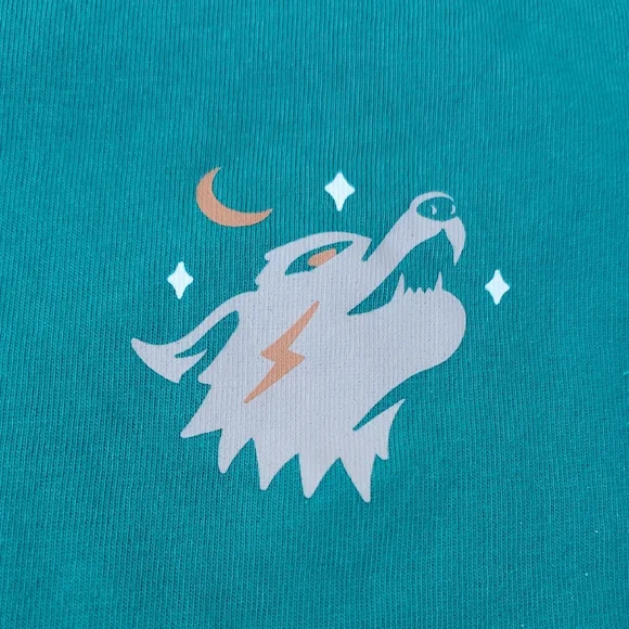 Dutch Bros Killer Coffee Wolf Long Sleeve Green Top Adult Medium Employee - Picture 2 of 6